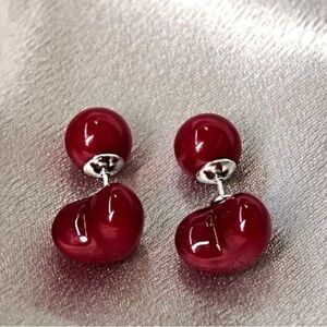 Exquisite Red Two-Wear Earrings with s925 Silver Posts - Chic Accents